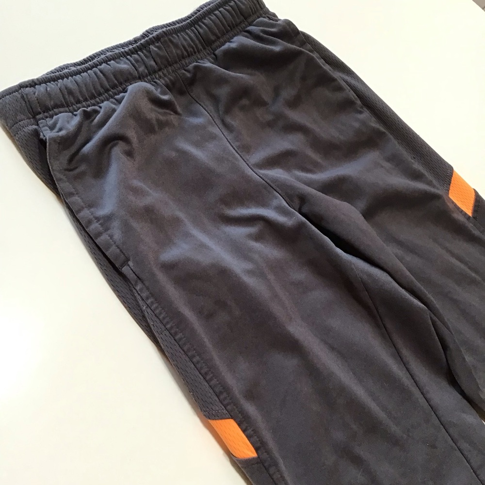 Athletic Works Pants Boys Sz XL (14-16) Gray Orange Shiny Athleisure Activewear